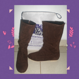 Boots Panjang Flat Tanpa Tali